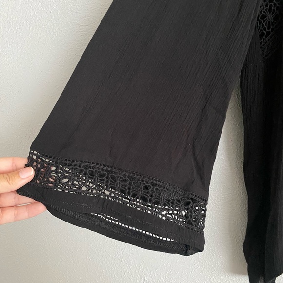 BB Dakota Cardigan XS Layla Black Open Front Crochet Neutral Boho Wide Sleeve - Picture 5 of 10